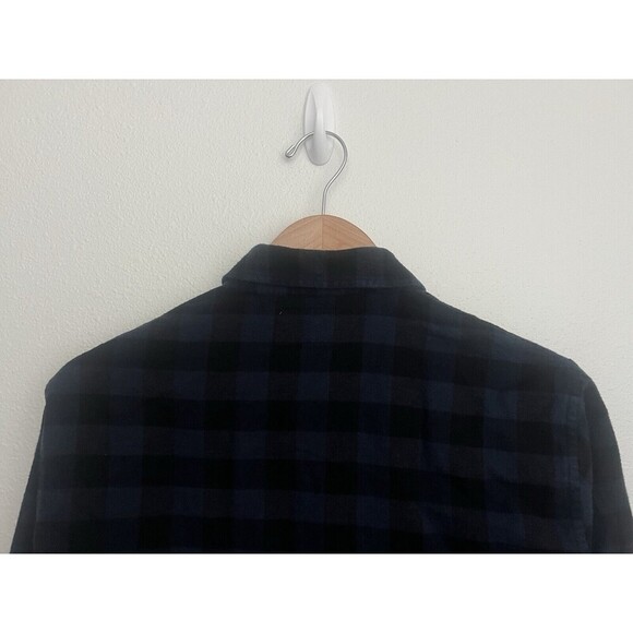 Sandro Paris Men’s Printed Cotton Blue Black Check Overshirt Flannel Size Small - Picture 6 of 9